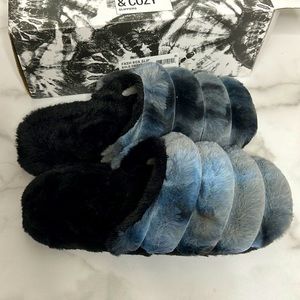 Jenni Intimates Ladies Slippers, tie die blue , Size Large, New